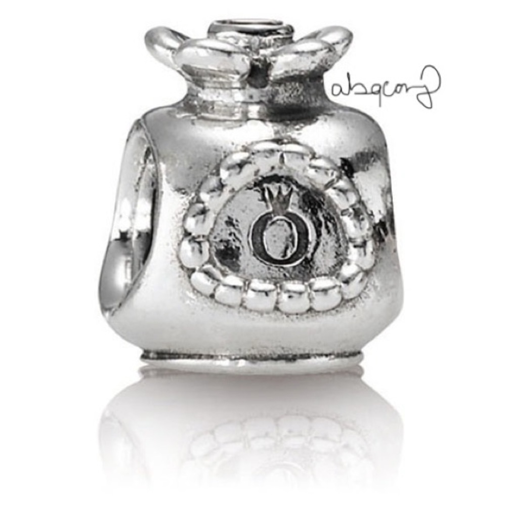 EUC Pandora 790427OCZ Sterling Silver Perfume Bottle Charm w/ Orange Zirconia